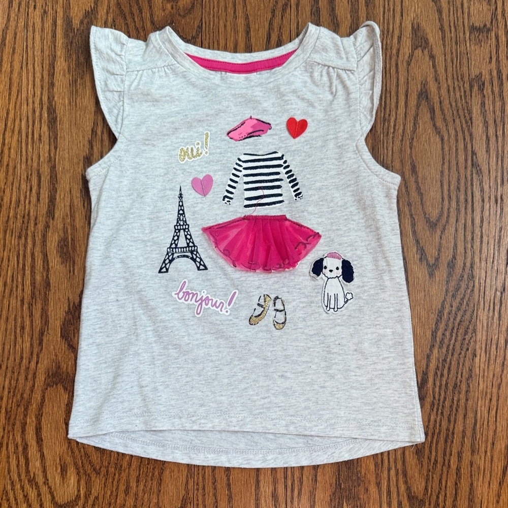Gymboree Gray Tee with Pink Parisian Graphic